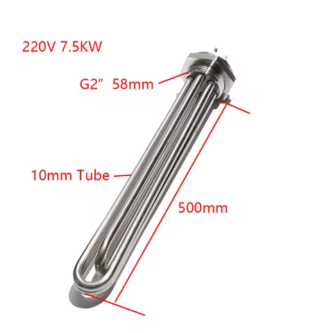 SNDHEATER Customized Heater 220v 7.5KW DN50 58mm Thread 500mm Length 10mm Tube Dia 4pcs