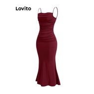 (Trendy) Lovito Glamorous Dress Plain Asymmetrical Dress for Women L108ED664
