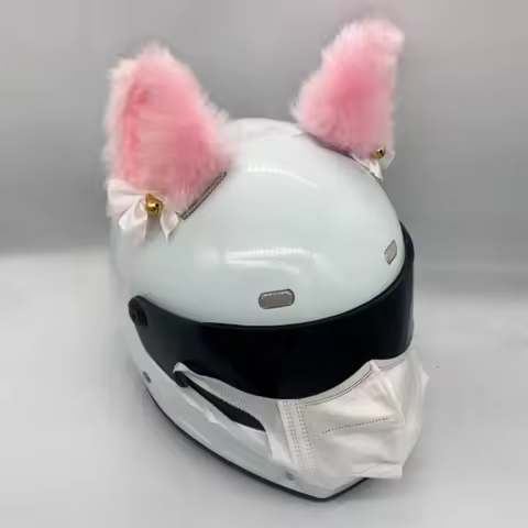 Handmade Plush Cute Helmet Headdress Cat's Ears Hairpin Fox Ears Hairpin Helmet Decoration Motocicli