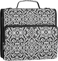 Pink 1 1/2 Inch 3 Ring Binders d Ring Vintage Tribal Black White Zip up Binder Organizer Portfolio H
