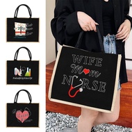 Burlap Shopping Bags Jute Imagination Sacks Linen Bag Beach Laminated Bag Nurse Series Reusable Groc