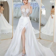 SIZE>60KG MAXI PROM DRESS WITH FLOWERS AND STONE