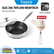 OFFICIAL freemir SUS 316 Wajan Stainless 24cm - Tutup Kaca Anti Lengket Premium