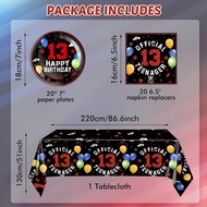 41PCS 13th Birthday Party Supplies Red and Black Official Teenager Party Decorations Plates Napkins 