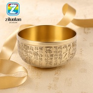 ZILUOLAN Feng Shui Brass Bowl, 10cm Hundred Blessings Chinese Fortune Bowl, Decorative Bowls Brass C