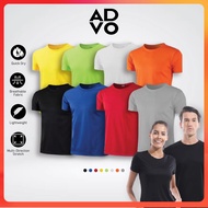 ADVO Microfiber T-Shirt Men Jersey Round Neck T shirt Short Sleeve Baju Jersi Lelaki Plain Unisex Quick Dry Baju Sukan