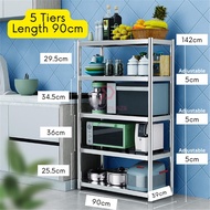 5 Tiers 90cm Stainless Steel Kitchen Rack Galvanized Multifunctional Microwave Oven Storage Rack