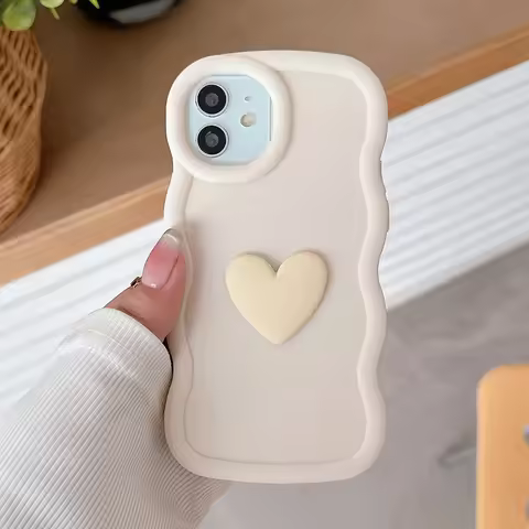 Cute 3D Love Heart Curly Wave Silicone Phone Case for Xiaomi Redmi 13 13C 12 12C A3 A1 A2 10 9 9A 9C