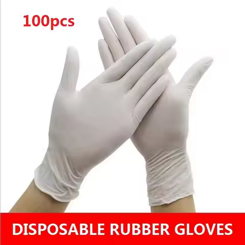 Universal Latex Gloves Disposable White Non-Slip Acid Laboratory Rubber Latex Gloves Household Clean