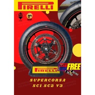 Tyre Tayar Pirelli Supercorsa SC1 SC2 V3 **COMBO** 120/70x17 + 200/55x17 with FREE GIFT R1 / Z1000 / S1000RR / CBR1000RR