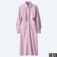 UNIQLO U系列 腰身立體剪裁襯衫式洋裝［紫］