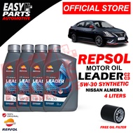 Repsol Leader C2C3 5W-30 Nissan Almera 4L with Free Oil Filter