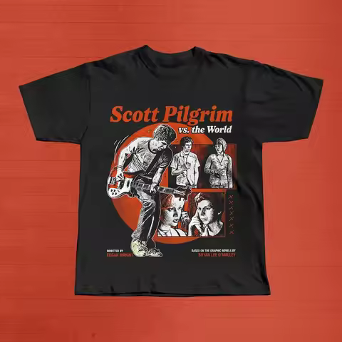 Scott Pilgrim Vs The World T-Shirt, Comic Book Movie Graphic Tee, Edgar Wright Film Shirt