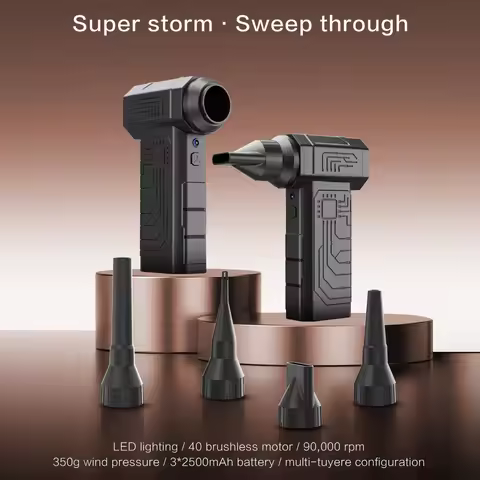 90,000 RPM / 350g air pressure, 40mm brushless motor turbo handheld fan, 7500mAh long-lasting batter