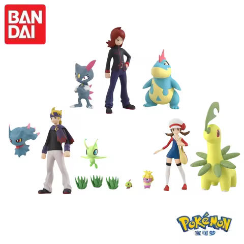 In Stock Original Bandai Pokemon Scale World Pokemon Johto Region Kotone Bayleef Silver Croconaw Mor