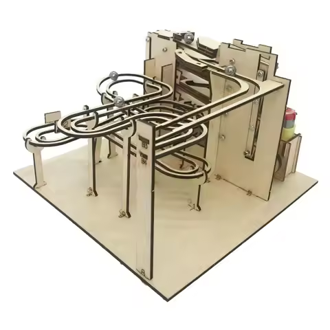 adult DIY construction kit, brain-teasing mechanical gear model，3D wooden puzzle assembly, marble ru
