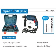 {Free Bits} Boss 220V Impact Drill GS13 RE Professional Impact Drill With Drill {Suitable for Wood/M