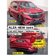 Perodua Alza 2022 FRONT BUMPER SKIRT LIP / REAR SKIRT / SIDE SKIRT / (Material : PU) DEPAN / TEPI / 