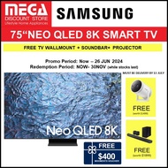 SAMSUNG QA75QN900CKXXS 75" NEO QLED 8K QN900C SMART TV &amp; FREE WALLMOUNT +FREESTYLER + Q990C SOUNDBAR +$400 VOUCHER BY SAMSUNG