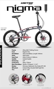 Sepeda Lipat Folding Bike 20 United Nigma V