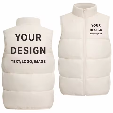 Winter Velvet Warm Down Vest Custom Design Fashionable Solid Color Down Vest Printing Logo Team Vest