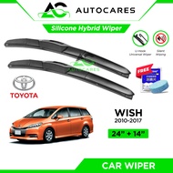 Car Wiper TOYOTA WISH 2010-2017 | 24"+14" Wiper Hybrid Silicone Wiper Kereta Japan Silicone Toyota W