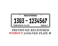CAR PLATE TEMPORARY STANDARD