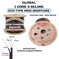 Global Fiber Optic Cable 1 Core 3 Strands Eco Type 1000 Meters (1 Roll) 1KM