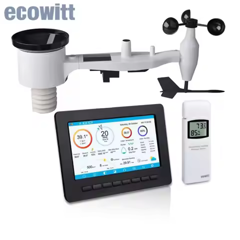 Ecowitt HP2551 Wi-Fi Weather Station with 7'' Large TFT Colored Display Console, 7-in-1 Solar Powere