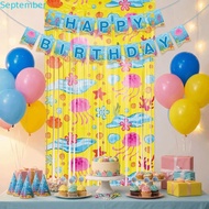 SEPTEMBER Underwater World Foil Fringe Curtain, Hawaiian Theme Jellyfish Pattern Rain Curtain, Foil 