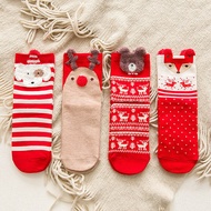 Funny Socks Women Cotton Christmas Socks With Pattern Print Red Cute Kawaii Female Short Warm Socks High Christmas Gift