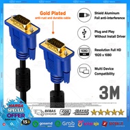 VGA Male to Male Cable 3m 3 Meter/ 300CM High Quality/ - GOLD PLATED PREMIUM 