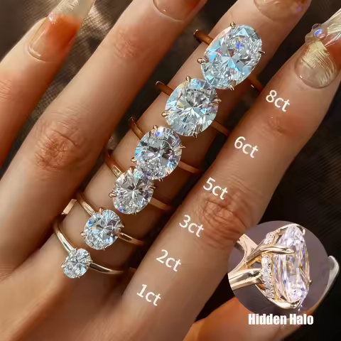 1-8 Ct Oval Cut Moissanite Engagement Ring Hidden Halo Diamond Wedding Ring Ring for Women S925 Ster