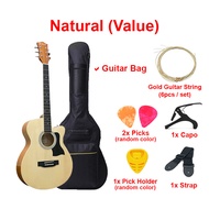 CAESAR (X-400C) 40 Inch Acoustic Guitar Cutaway Body With Accessories Set - Bag Capo Pick - Gitar Ak