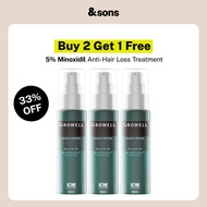 andSons Growell Scalp Lotion 5% Minoxidil 3-Pack for Hair Growth & Anti-Hair Loss (3x60ml)