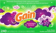 240 แผ่นหอม ปรับผ้านุ่ม * Gain Fabric Softener Dryer Sheets, Moonlight Breeze, 240 Count