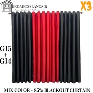 X3 Ready Made Curtain Siap Jahit, LANGSIR RAYA MIX COLOUR Kain Tebal (Free Eyelet / Free Ring )Blackout 85% (G14+G15)