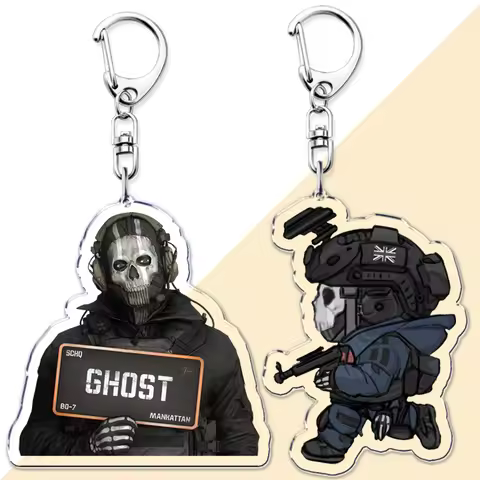 Hot Military Game Ghost Chibis Keychains for Accessories Cod Soldier Soap Simon Riley Keyring Jewelr
