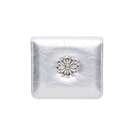 Daisy 壓花皮革 零錢包 鈔票卡片夾 銀色