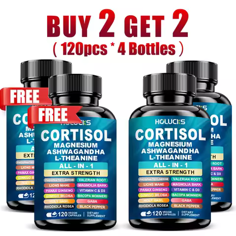 HOLUCKS Cortisol Manager Supplement, with Ashwagandha, Magnesium, L-Theanine, Support Stress Relief,