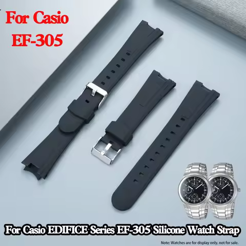 For Casio EDIFICE Series EF-305 Soft Waterproof Breathable Black Special Sports Leisure Replacement 