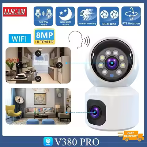 V380 PRO 10MP Wifi Home Camera Dual Screen Secuiry Indoor CCTV Smart Baby Monitors 10X Digital Zoom 