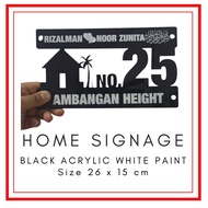 Home Signage Acrylic Tanda Pagar Signboard Tembok Rumah Sign Homestay Nombor Jalan Alamat