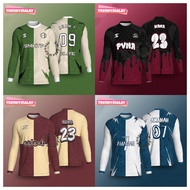 Streetwear Oversized T Shirt Long Sleeve Sublimation Lengan Panjang Lelaki Perempuan Baju Jersey Viral Murah Jersey Ootd Baju Kelas Custom Name and Number Plus Size 3xl Adult Kids