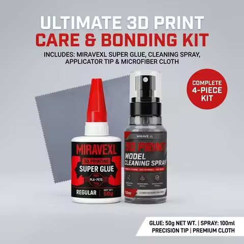 All-In-One 3D Print Finishing Kit: 50g Strong CA Glue, 100ml Detailing Spray, Precision Applicator &
