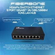 HSAirPo Swtich Ethernet 8 Port Gigabit 10/100/1000m - RJ45 LAN HUB, METAL CASE
