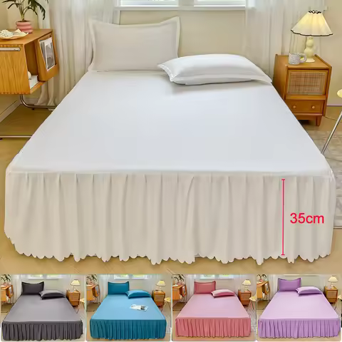 Microfiber Bed Skirt Dust Ruffle 35cm Drop, Ultra Soft Touch, Machine Washable, Wrinkle Free Fade Re
