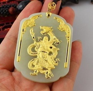 Best selling Pure999 Gold GuanYu/GuanKong Hetian Jade Pendant/last 2 pcs