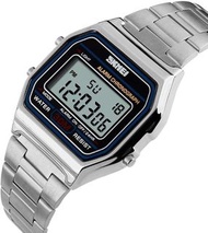 SKMEI Same style for men and women Classic Clear Digital Watch Retro Alarm Metal Strap Date Stopwatc