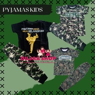 Baju Tidur Kanak Lelaki Askar Set Short Sleeve Long Pant Sleepwear ARMY Kanak-Kanak 1-6 Tahun